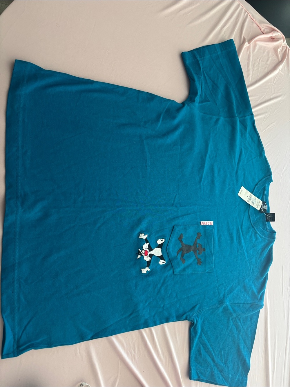 Warner Bros. Teal Short-Sleeve Graphic Pocket Tee